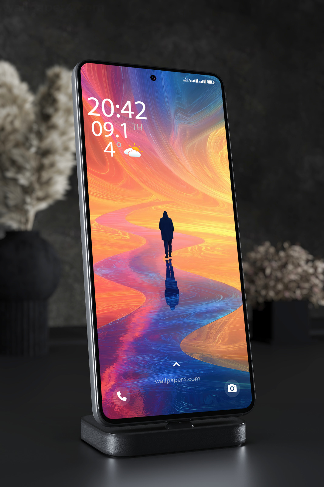 Phone Wallpaper 5391 - Abstract Dreamscape with Colorful Flowing Waves
