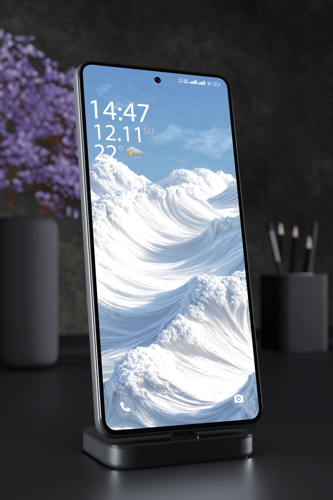 Mobile Wallpaper 5394 - Frozen White Ocean Wave Abstract Landscape