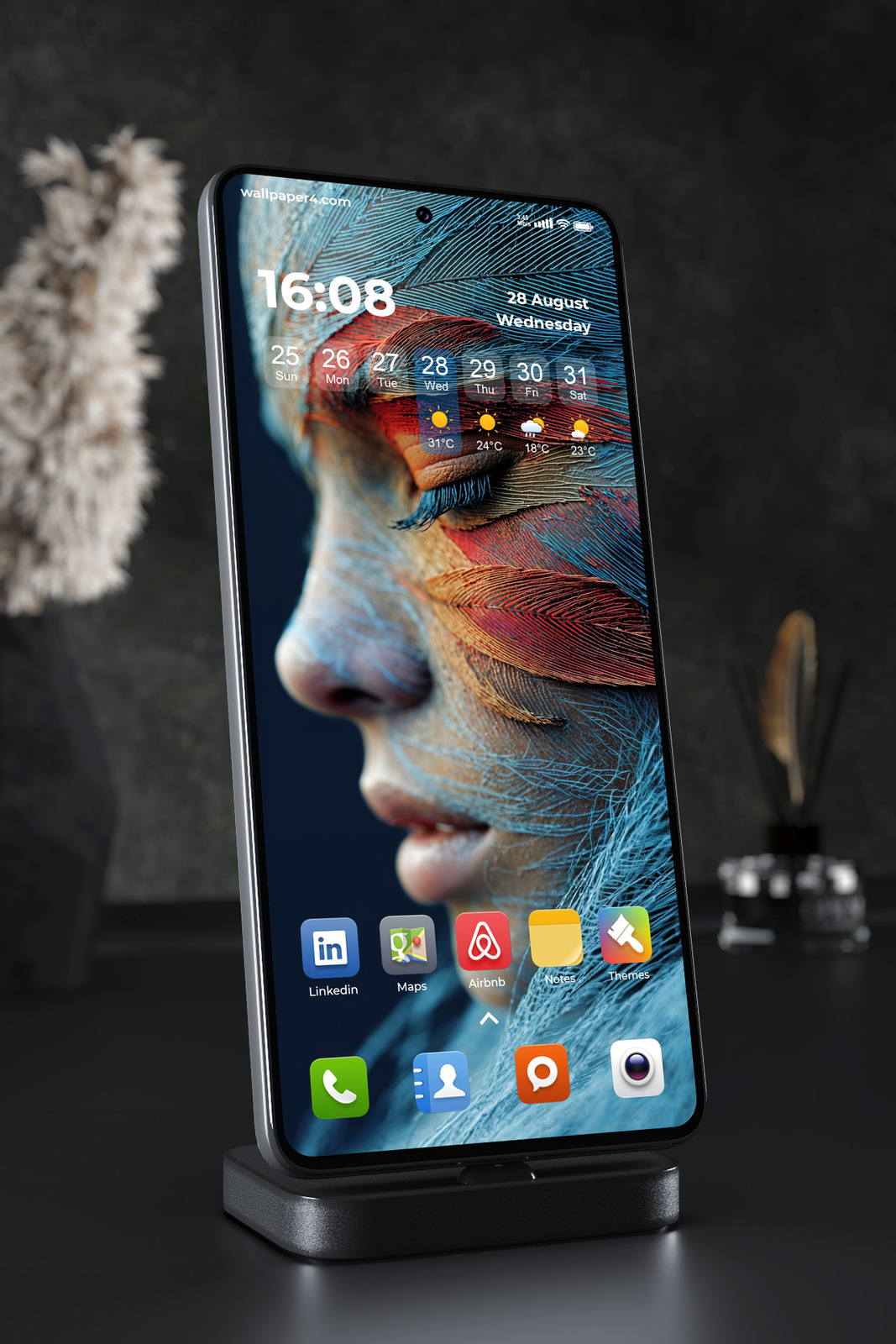 Mobile Wallpaper 5402 - Abstract Cybernetic Face Art in Blue and Red