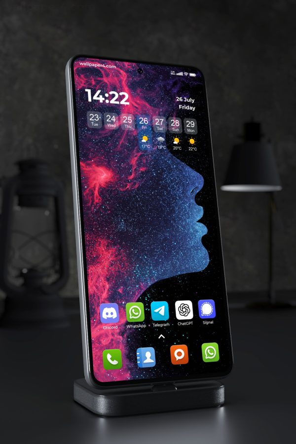 Phone Wallpaper 5411 - Cosmic Neon Galaxy Face Art