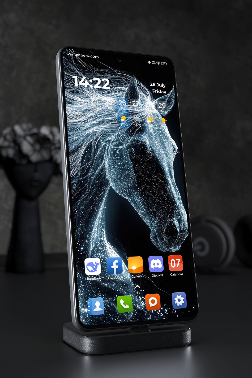 Mobile Wallpaper 5425 - Abstract White Horse Digital Art Wallpaper