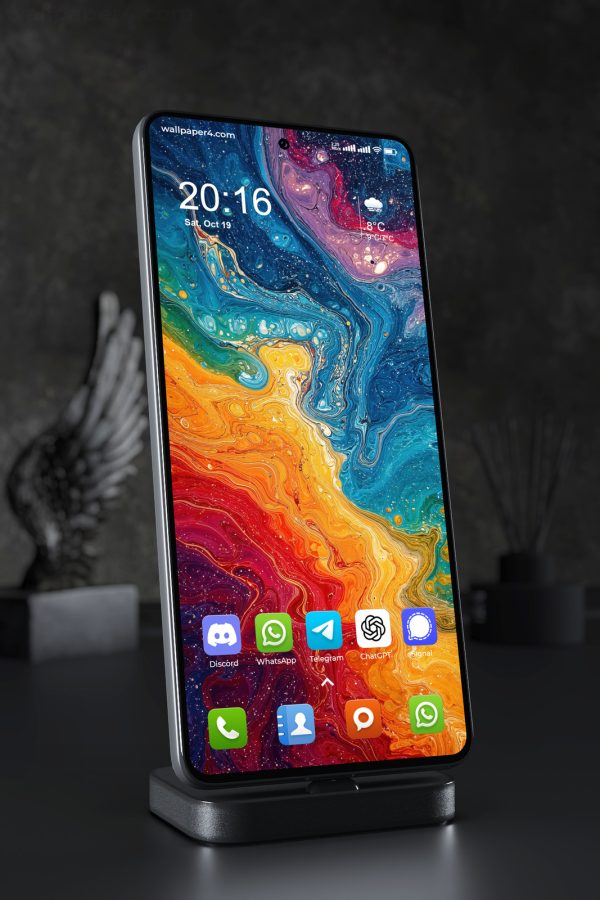 Phone Wallpaper 5428 - Abstract Cosmic Fluid Art in Vibrant Colors
