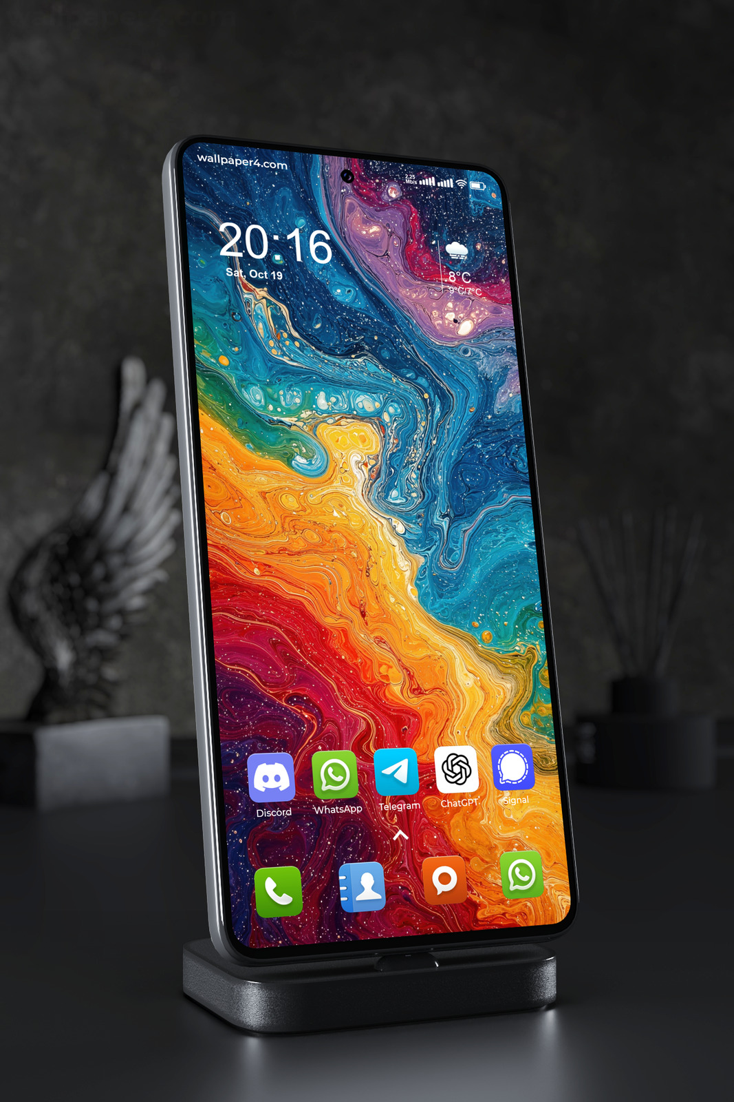 Phone Wallpaper 5428 - Abstract Cosmic Fluid Art in Vibrant Colors