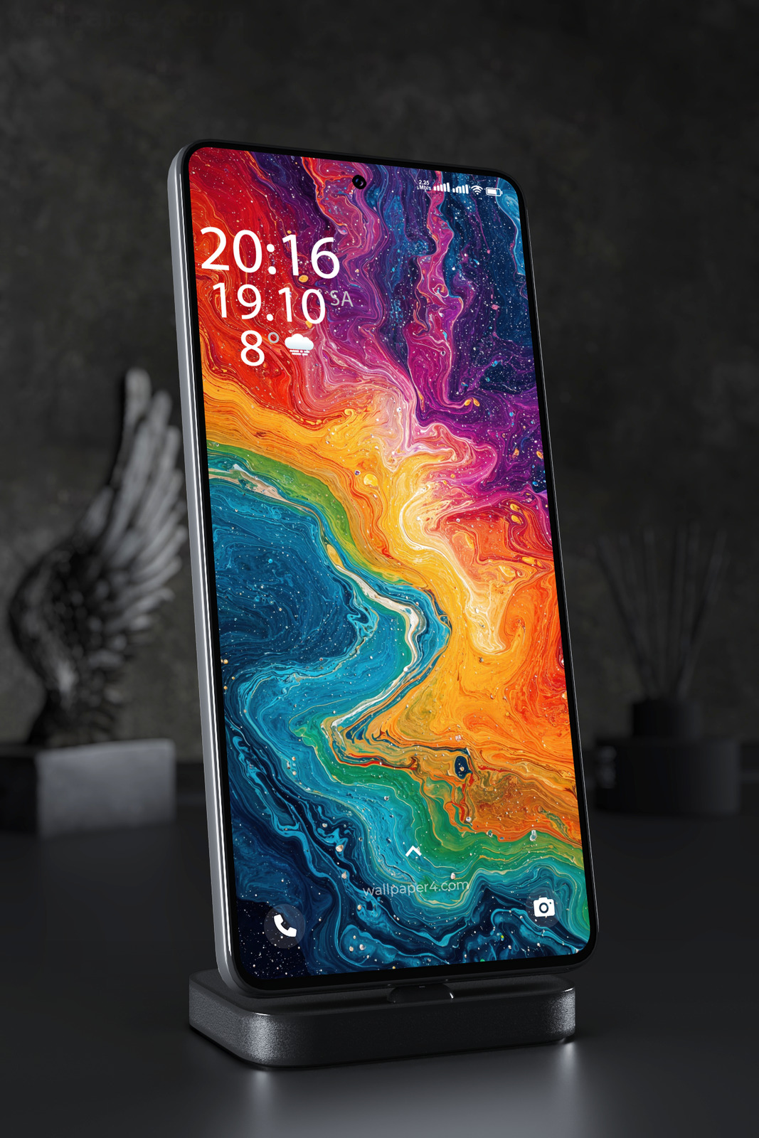 Mobile Wallpaper 5428 - Abstract Cosmic Fluid Art in Vibrant Colors