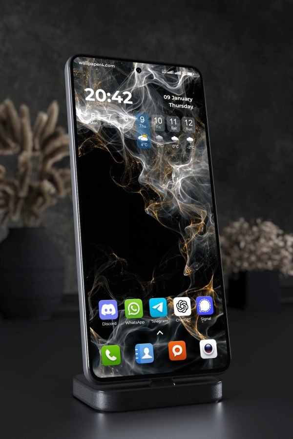 Phone Wallpaper 5431 - Abstract Black Gold Smoke Art Design