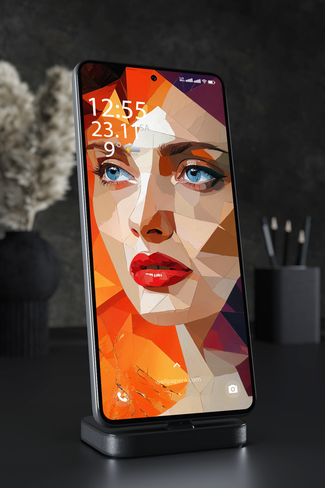 Phone Wallpaper 5436 - Abstract Geometric Woman Face Art Portrait