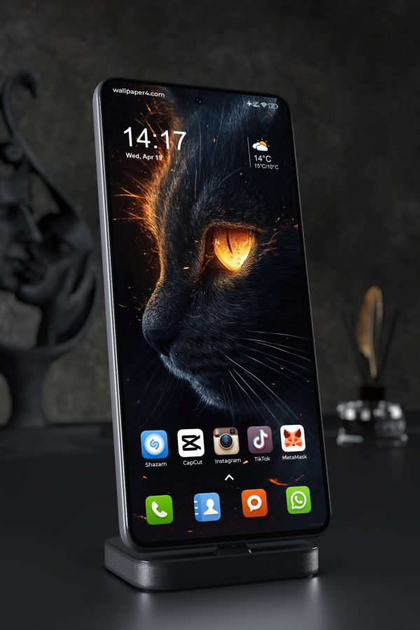 Phone Wallpaper 5442 - Black Panther Fiery Eye Dark Art