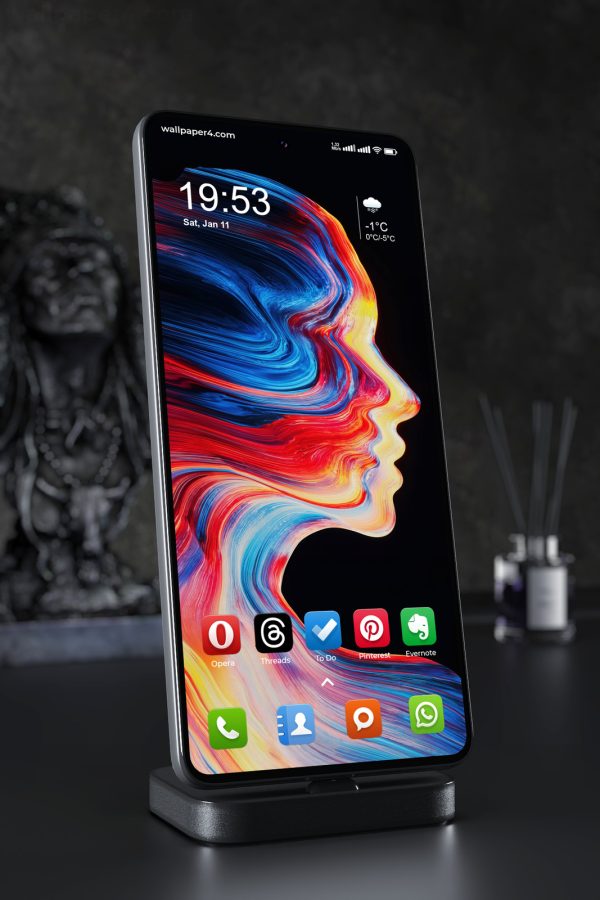 Phone Wallpaper 5458 - Abstract Colorful Face in Flowing Paint