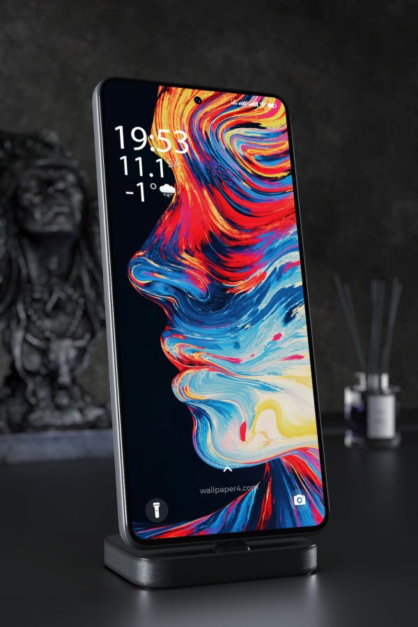 Mobile Wallpaper 5458 - Abstract Colorful Face in Flowing Paint