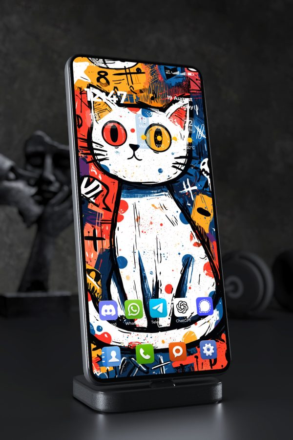 Phone Wallpaper 5461 - Colorful Graffiti Cat Abstract Street Art