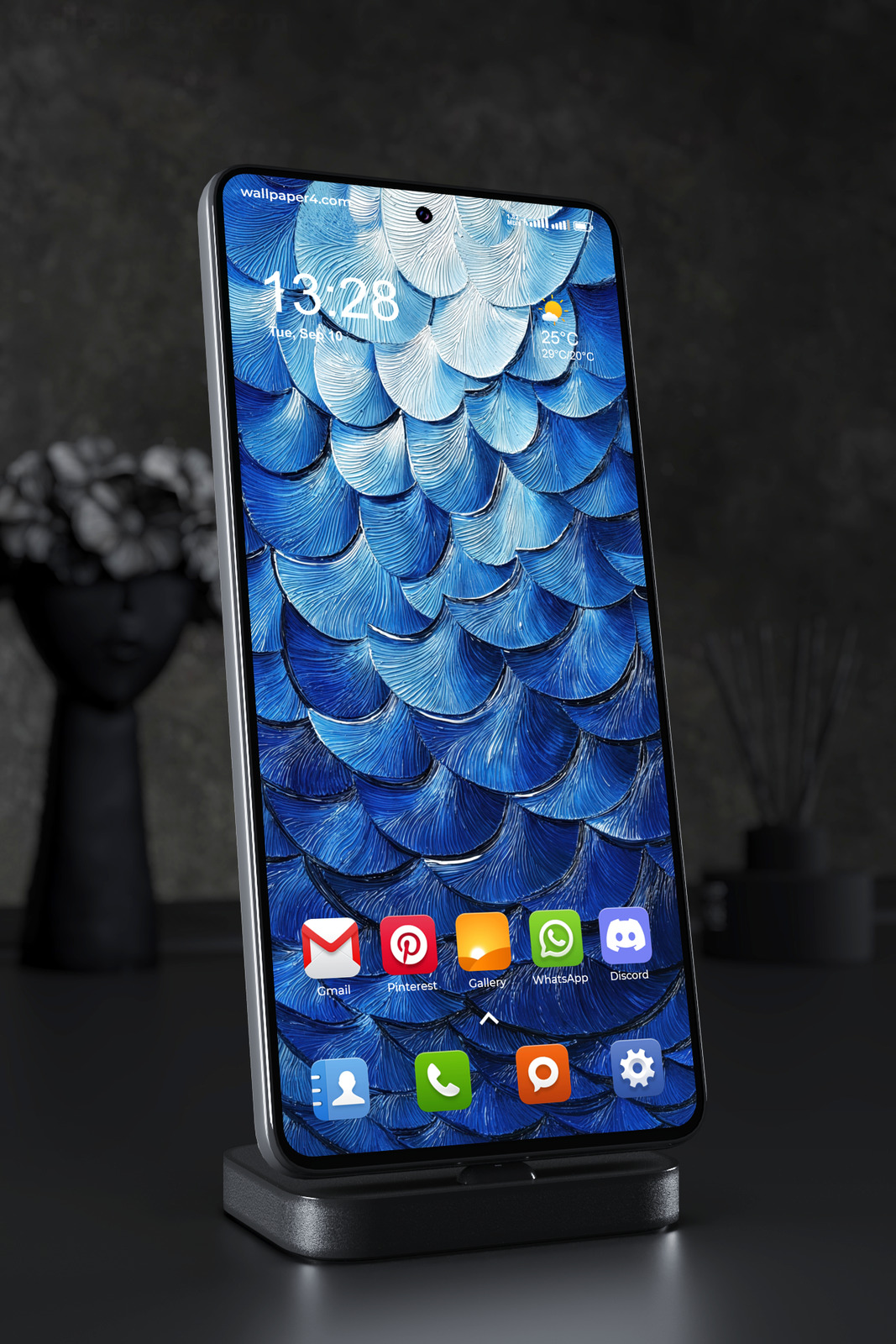 Phone Wallpaper 5466 - Abstract Blue Ocean Waves in Textured Art