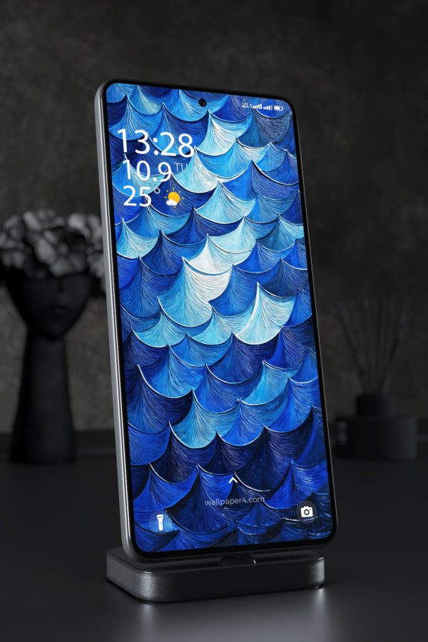 Mobile Wallpaper 5466 - Abstract Blue Ocean Waves in Textured Art