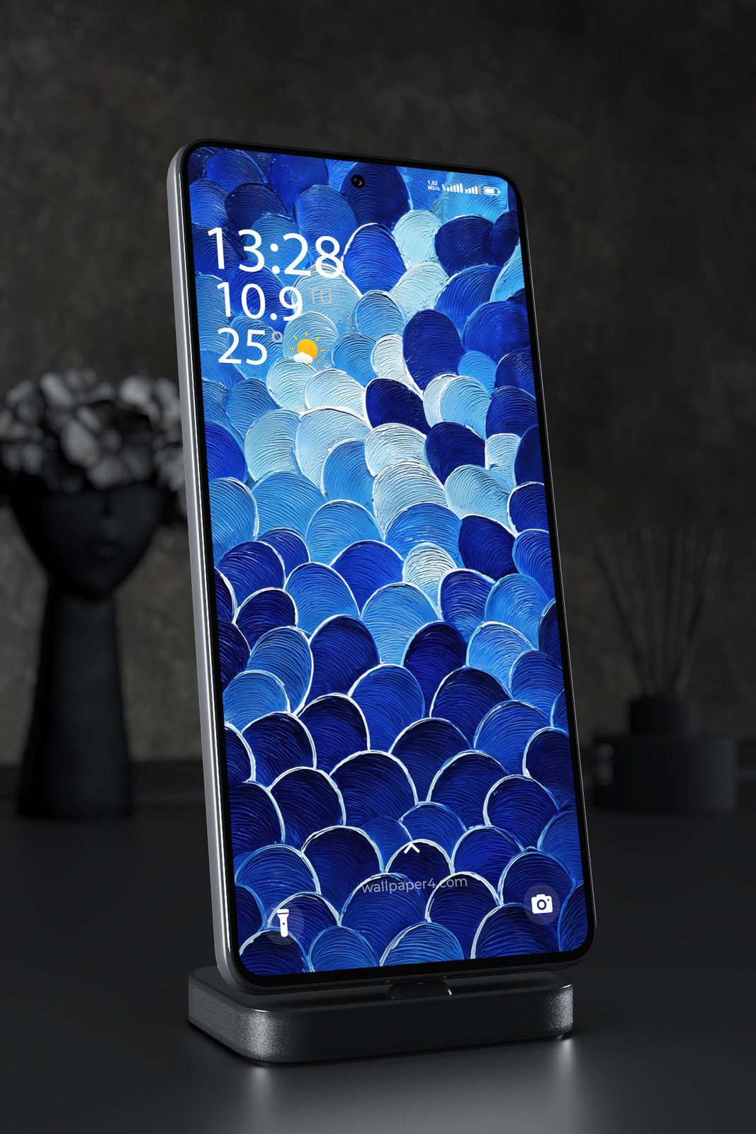 Mobile Wallpaper 5466 - Abstract Blue Ocean Waves in Textured Art