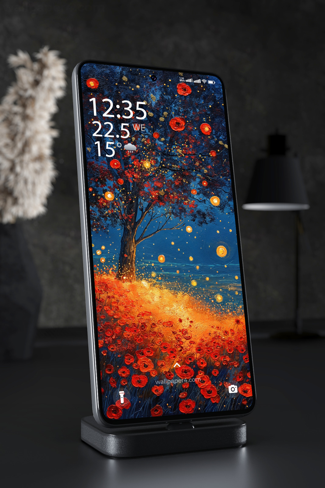 Phone Wallpaper 5491 - Enchanted Tree and Glowing Lights at Twilight