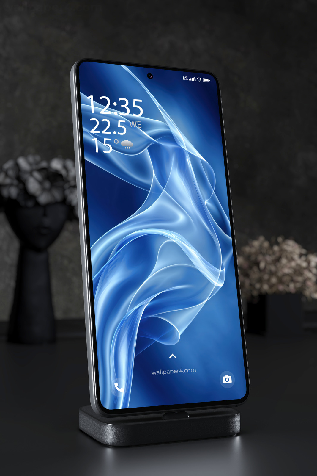 Mobile Wallpaper 5518 - Abstract Blue Glass Waves in Fluid Motion