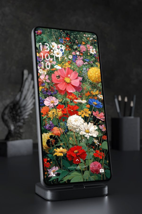 Phone Wallpaper 5522 - Colorful Wildflower Garden Oil Painting