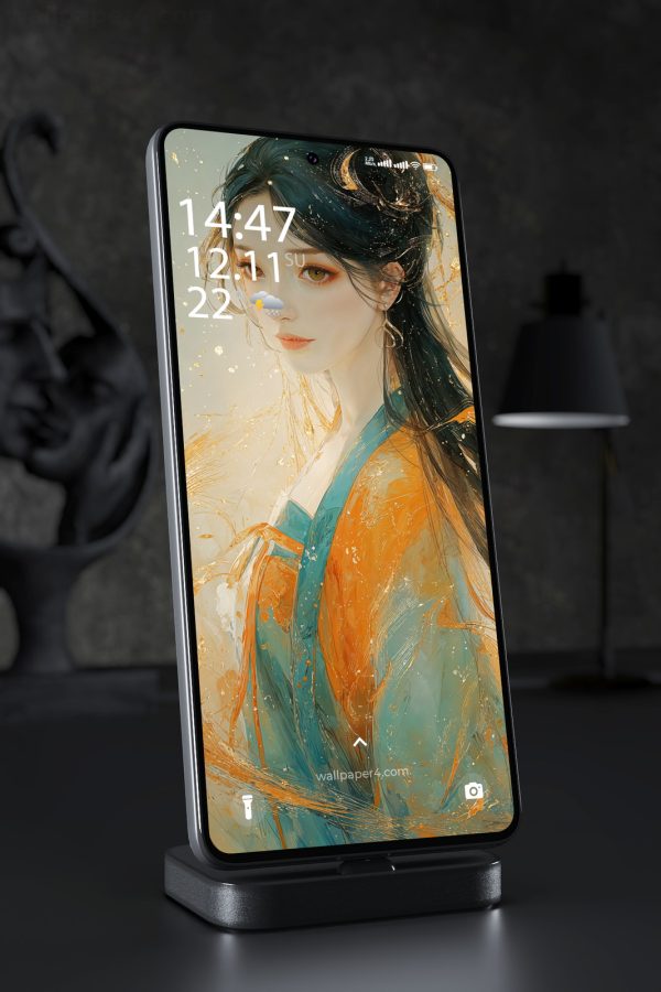 Mobile Wallpaper 5537 - Elegant Asian Fantasy Woman in Golden Light
