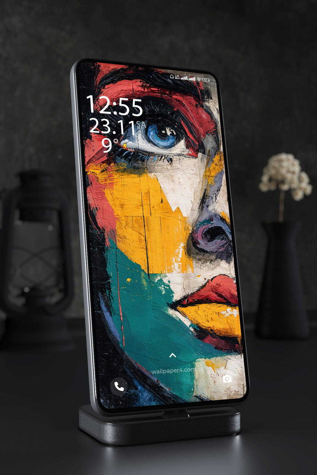 Phone Wallpaper 5547 - Abstract Colorful Face with Striking Blue Eye