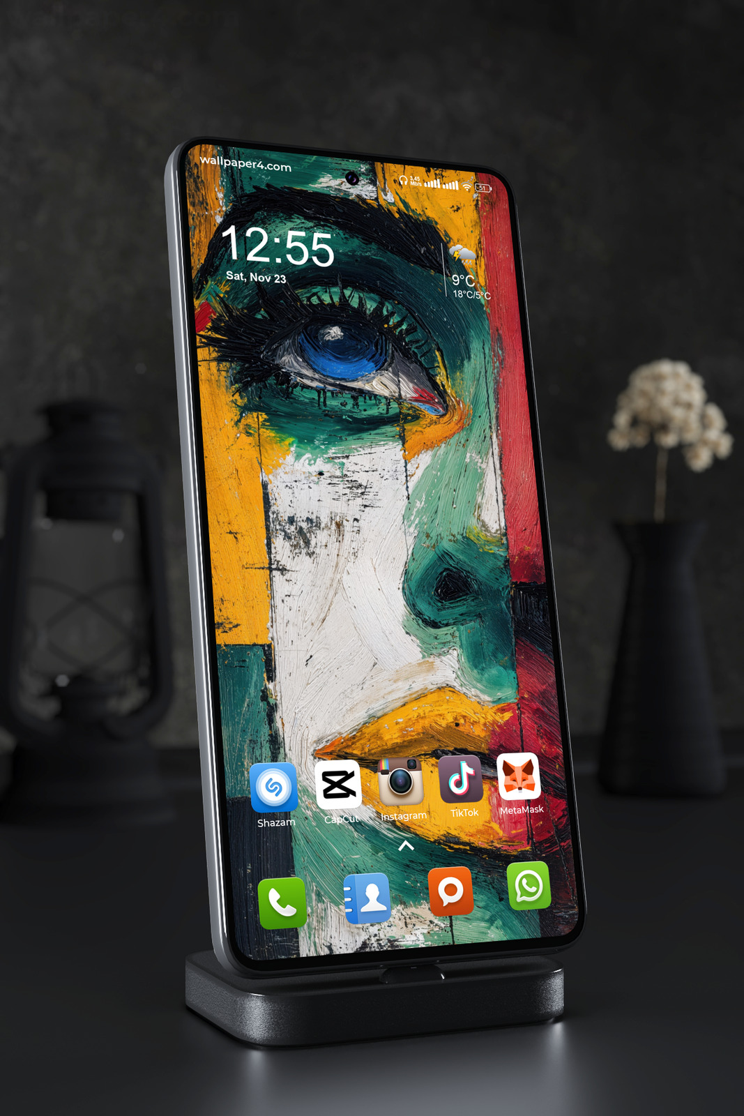 Mobile Wallpaper 5547 - Abstract Colorful Face with Striking Blue Eye
