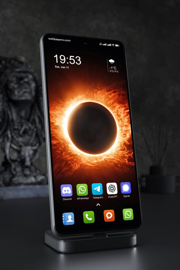 Mobile Wallpaper 5595 - Fiery Solar Eclipse in Deep Space