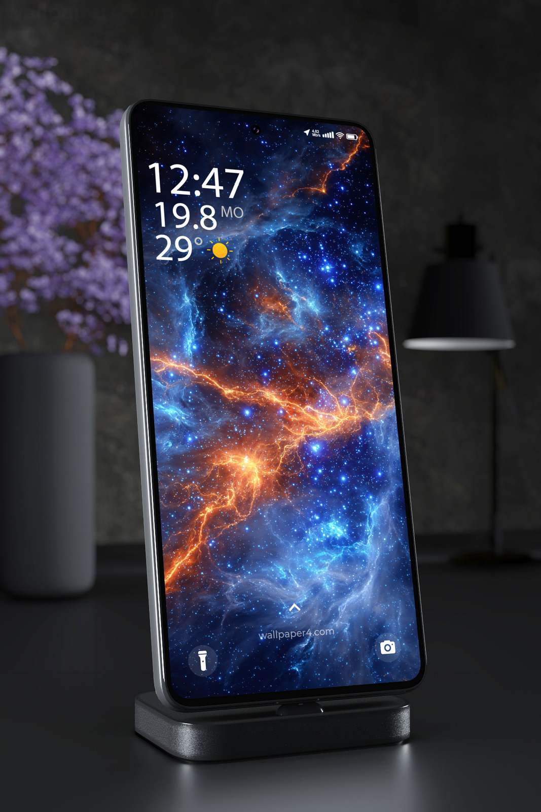 Mobile Wallpaper 5620 - Electric Cosmic Nebula in Blue and Orange
