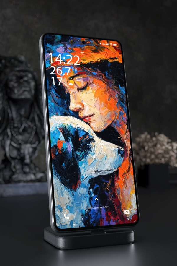 Mobile Wallpaper 5639 - Abstract Woman Portrait in Blue and Orange