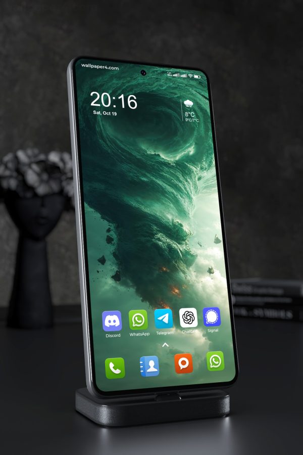 Phone Wallpaper 5650 - Colossal Ocean Vortex in an Emerald Storm