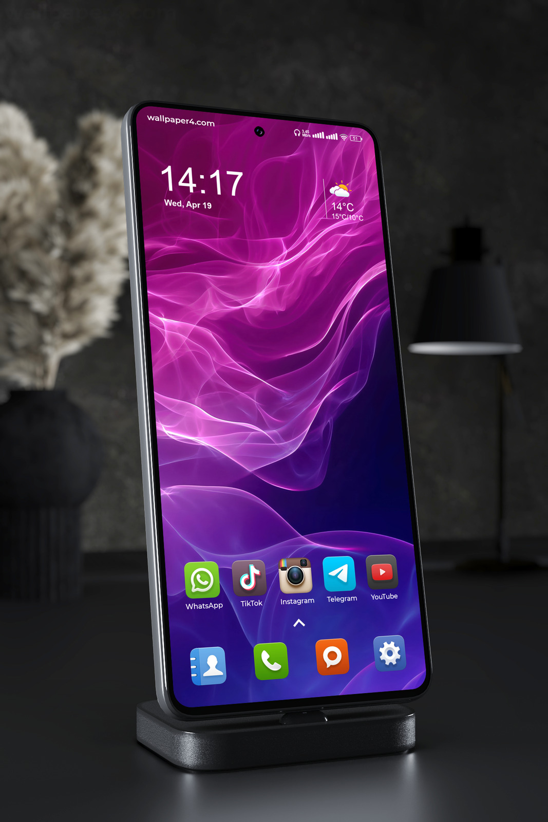 Mobile Wallpaper 5659 - Neon Purple and Blue Abstract Smoke Waves