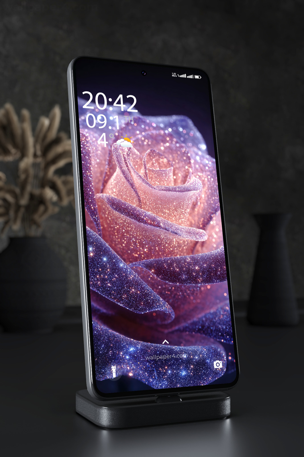 Mobile Wallpaper 5771 - Sparkling Cosmic Rose in Pink and Purple