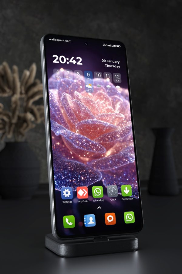 Mobile Wallpaper 5771 - Sparkling Cosmic Rose in Pink and Purple