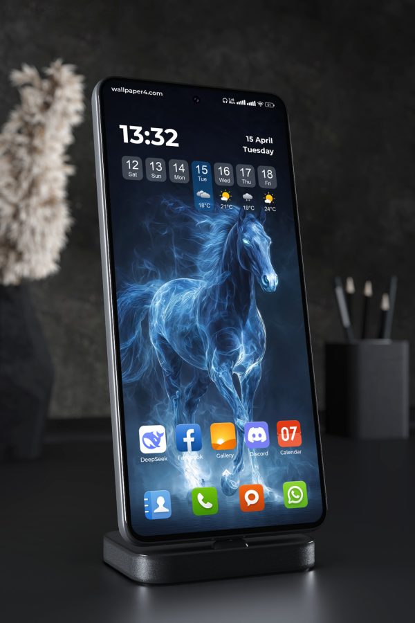 Mobile Wallpaper 5840 - Mystical Blue Fire Horse in the Dark