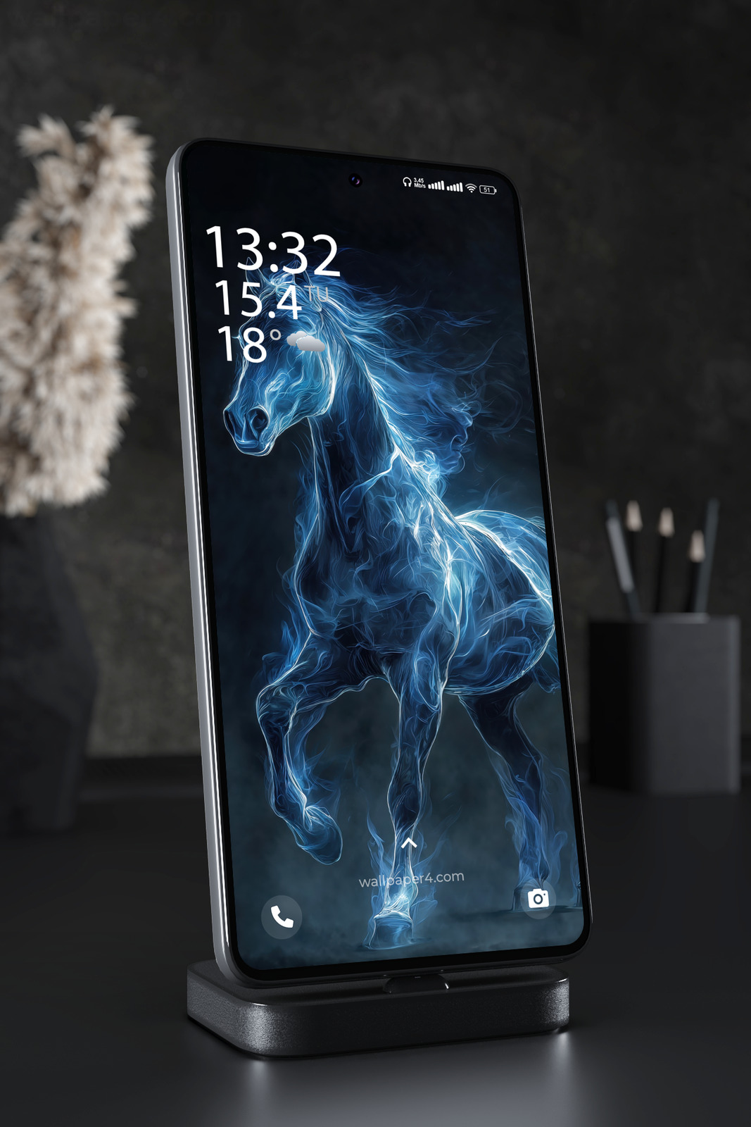 Mobile Wallpaper 5840 - Mystical Blue Fire Horse in the Dark