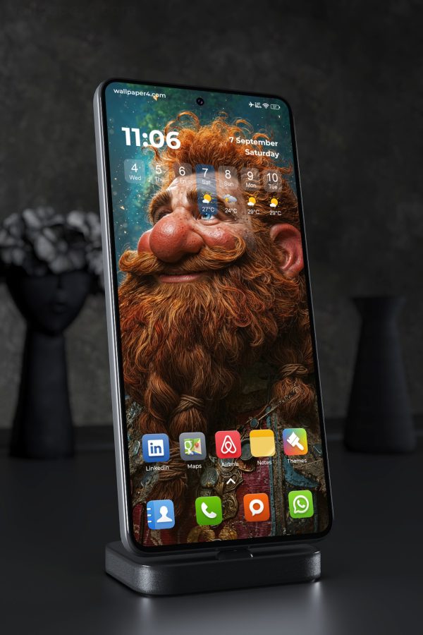 Phone Wallpaper 5866 - Cheerful Red-Bearded Dwarf Fantasy Portrait