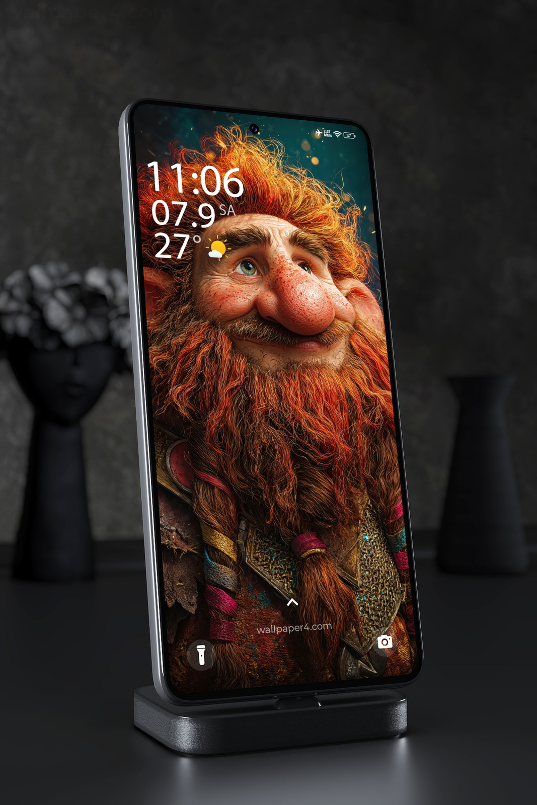 Mobile Wallpaper 5866 - Cheerful Red-Bearded Dwarf Fantasy Portrait