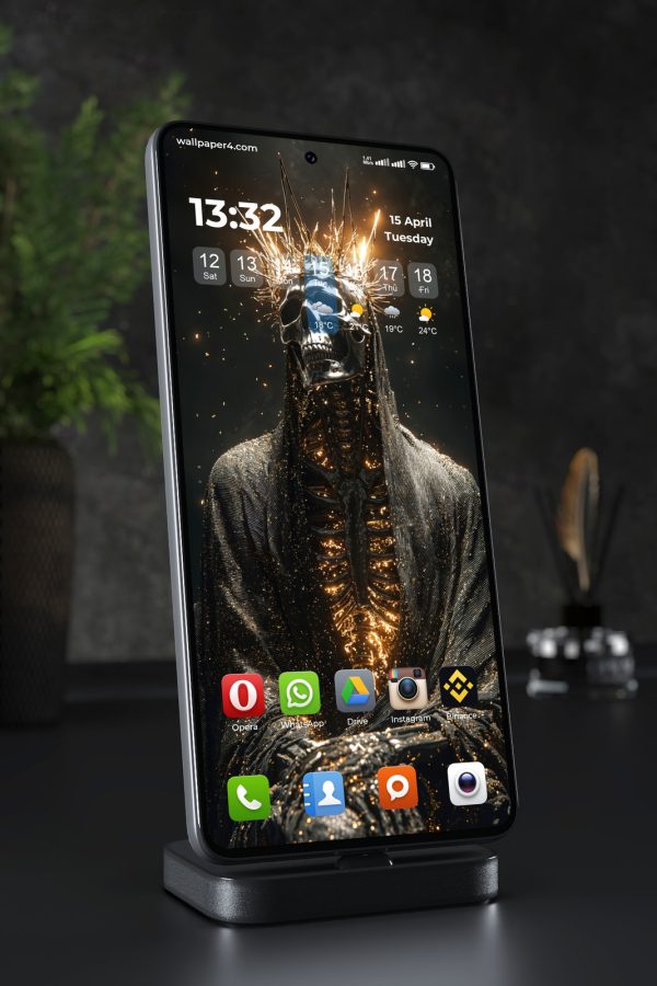 Mobile Wallpaper 5946 - Golden Skull King in a Dark Gothic Crown