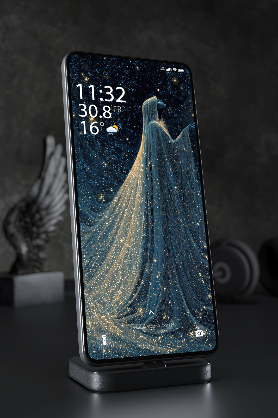 Mobile Wallpaper 5975 - Celestial Woman in a Flowing Starlight Gown