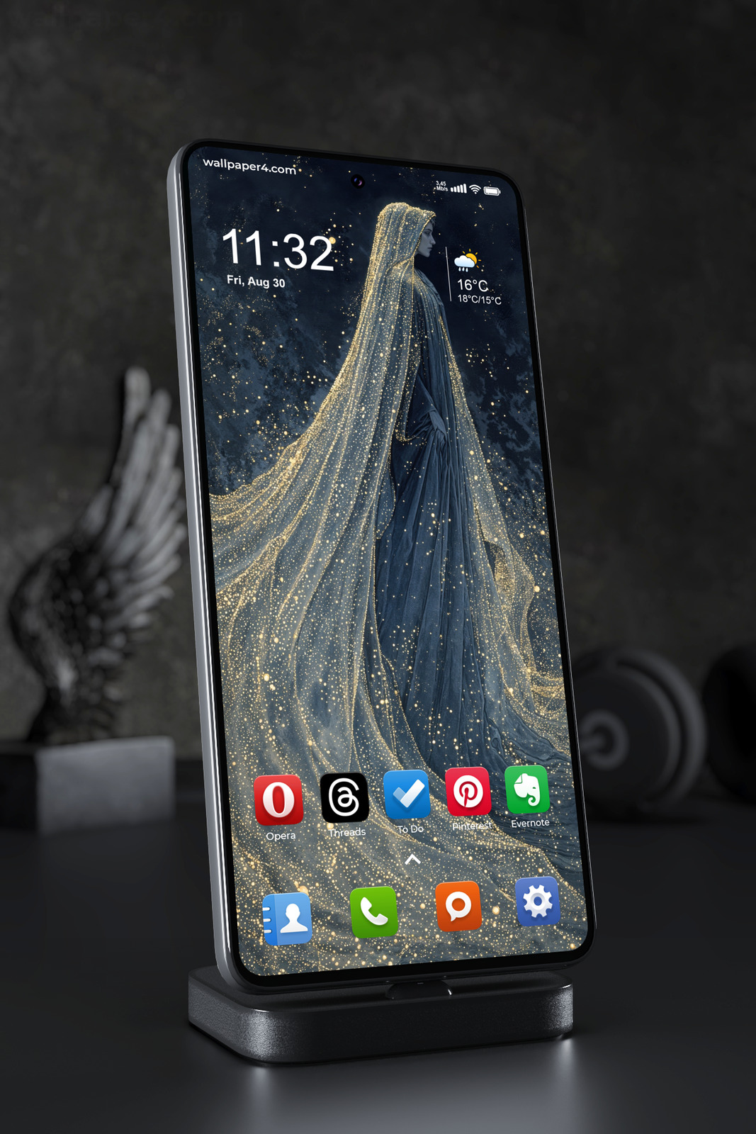Mobile Wallpaper 5975 - Celestial Woman in a Flowing Starlight Gown