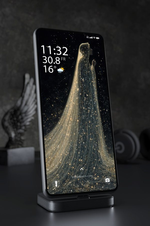 Mobile Wallpaper 5975 - Celestial Woman in a Flowing Starlight Gown