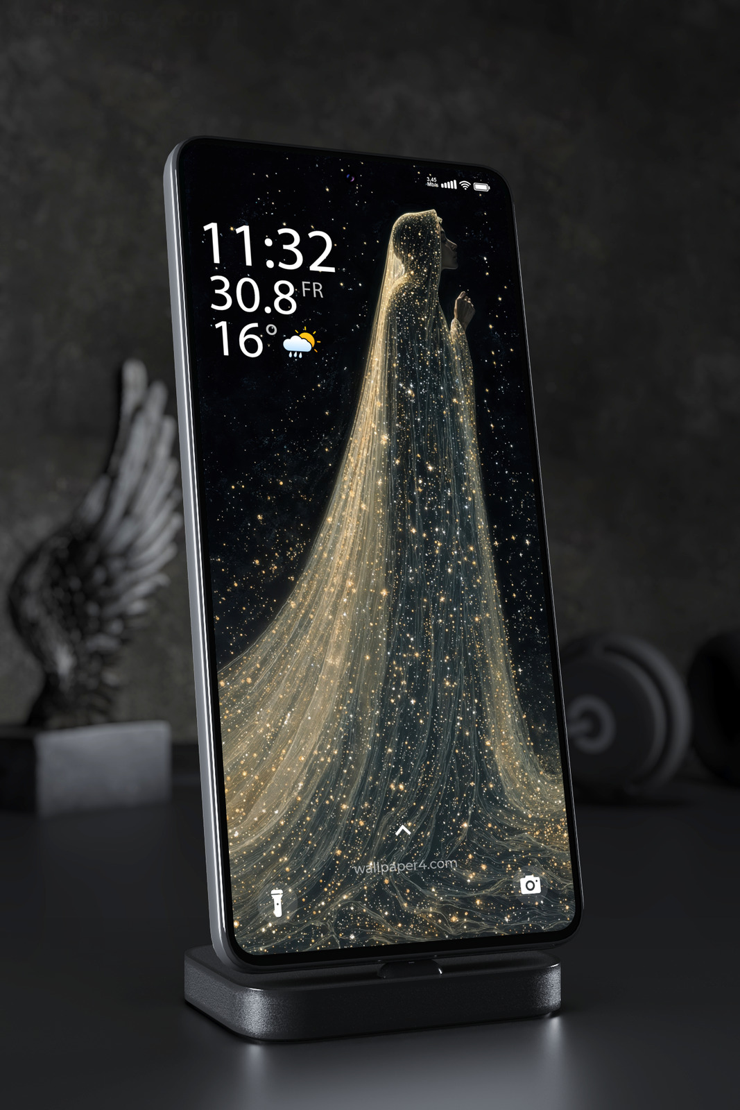 Mobile Wallpaper 5975 - Celestial Woman in a Flowing Starlight Gown
