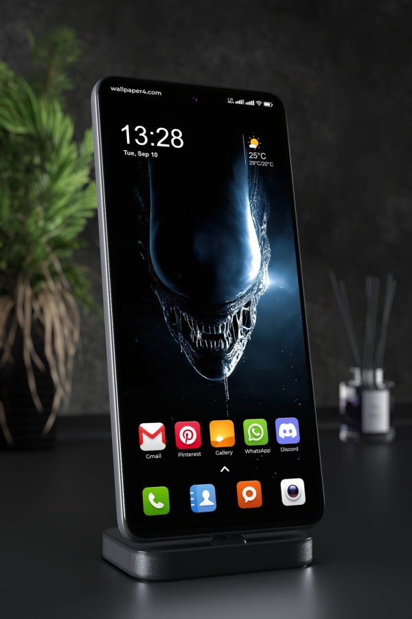 Phone Wallpaper 6012 - Alien Xenomorph in Cold Blue Darkness