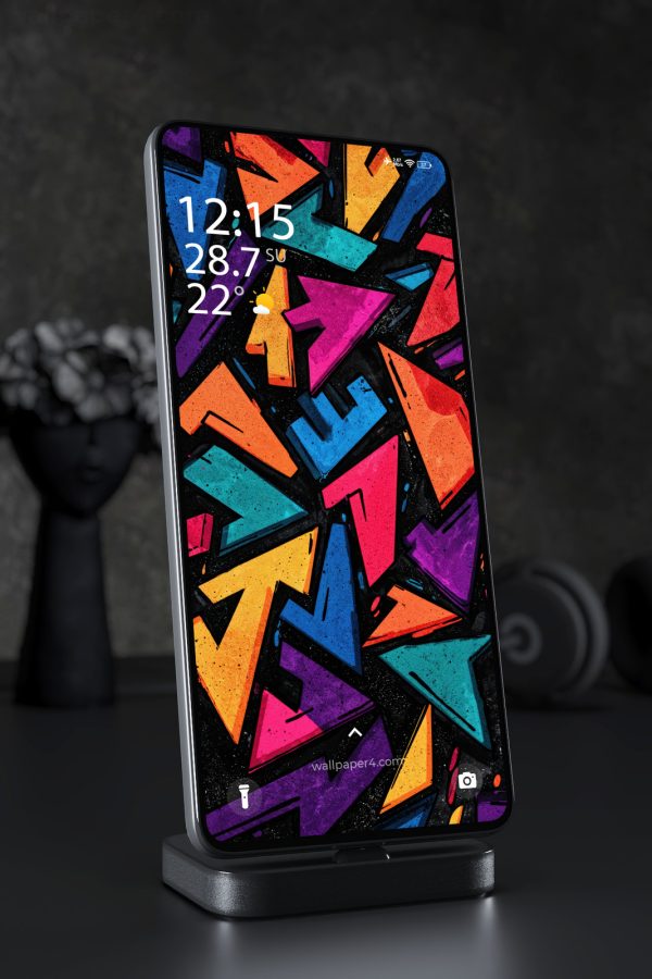 Phone Wallpaper 6019 - Vibrant Abstract Triangle Graffiti Pattern