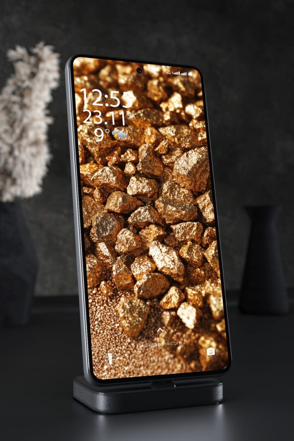 Phone Wallpaper 6143 - Glowing Gold Ore and Mineral Stones Texture