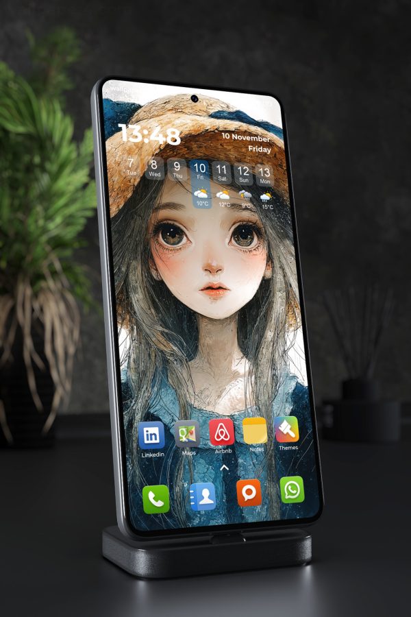 Mobile Wallpaper 6167 - Wide-Eyed Girl in Bear Hood Artistic Portrait