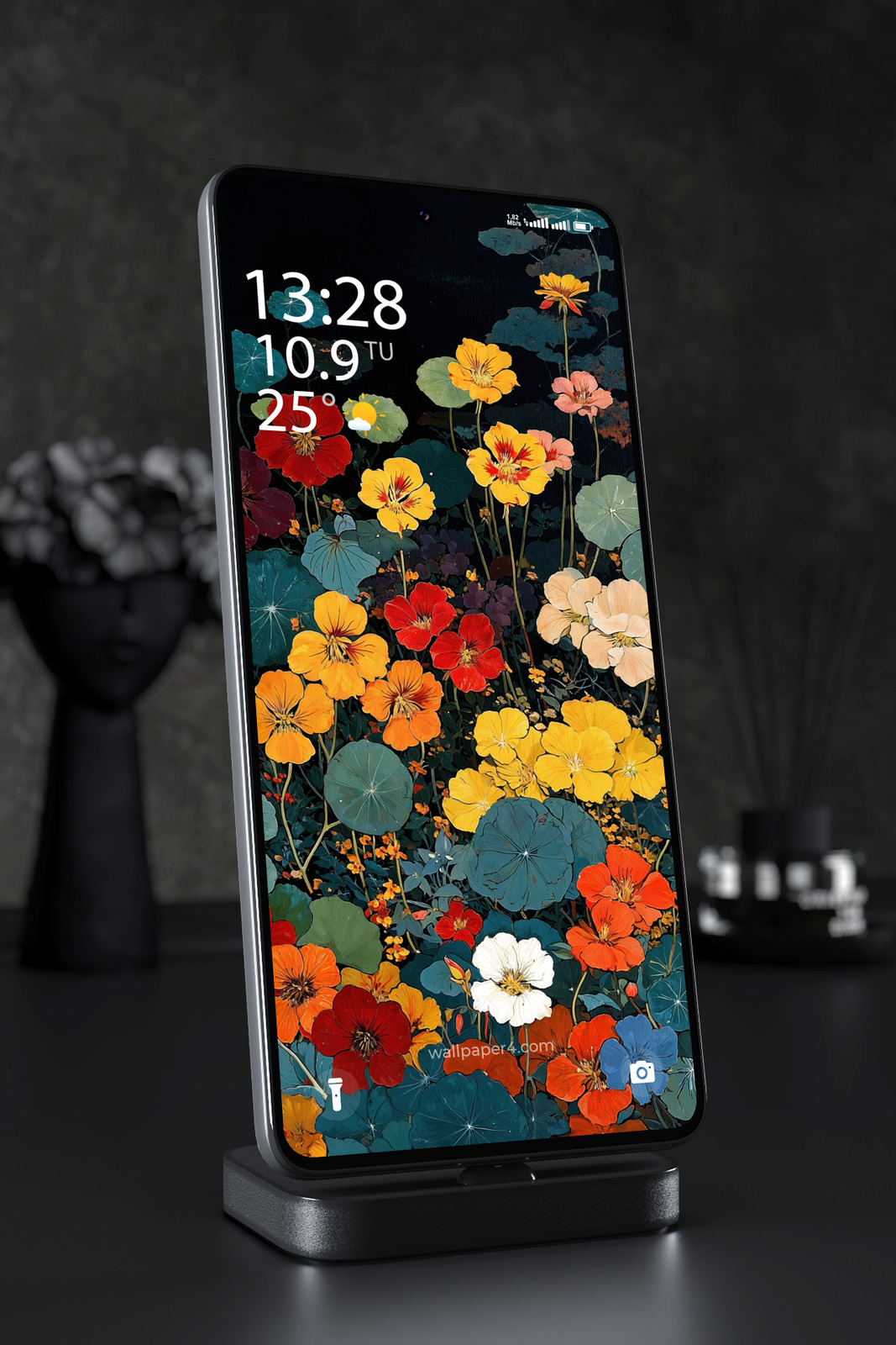 Phone Wallpaper 6218 - Colorful Wildflower Garden on Dark Background