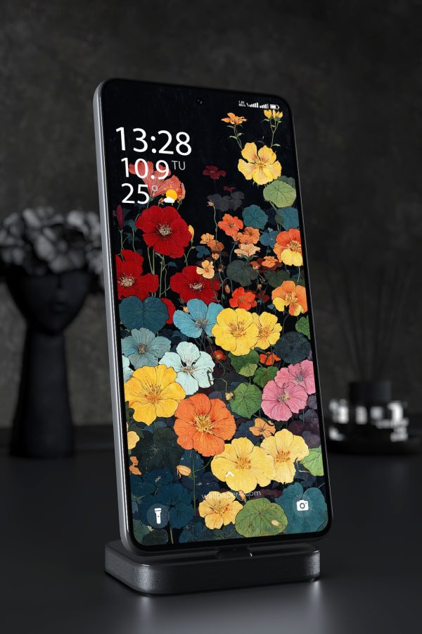 Mobile Wallpaper 6218 - Colorful Wildflower Garden on Dark Background