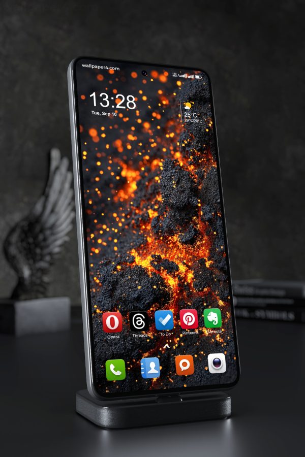 Phone Wallpaper 6223 - Dark Volcanic Lava Ember Abstract Texture