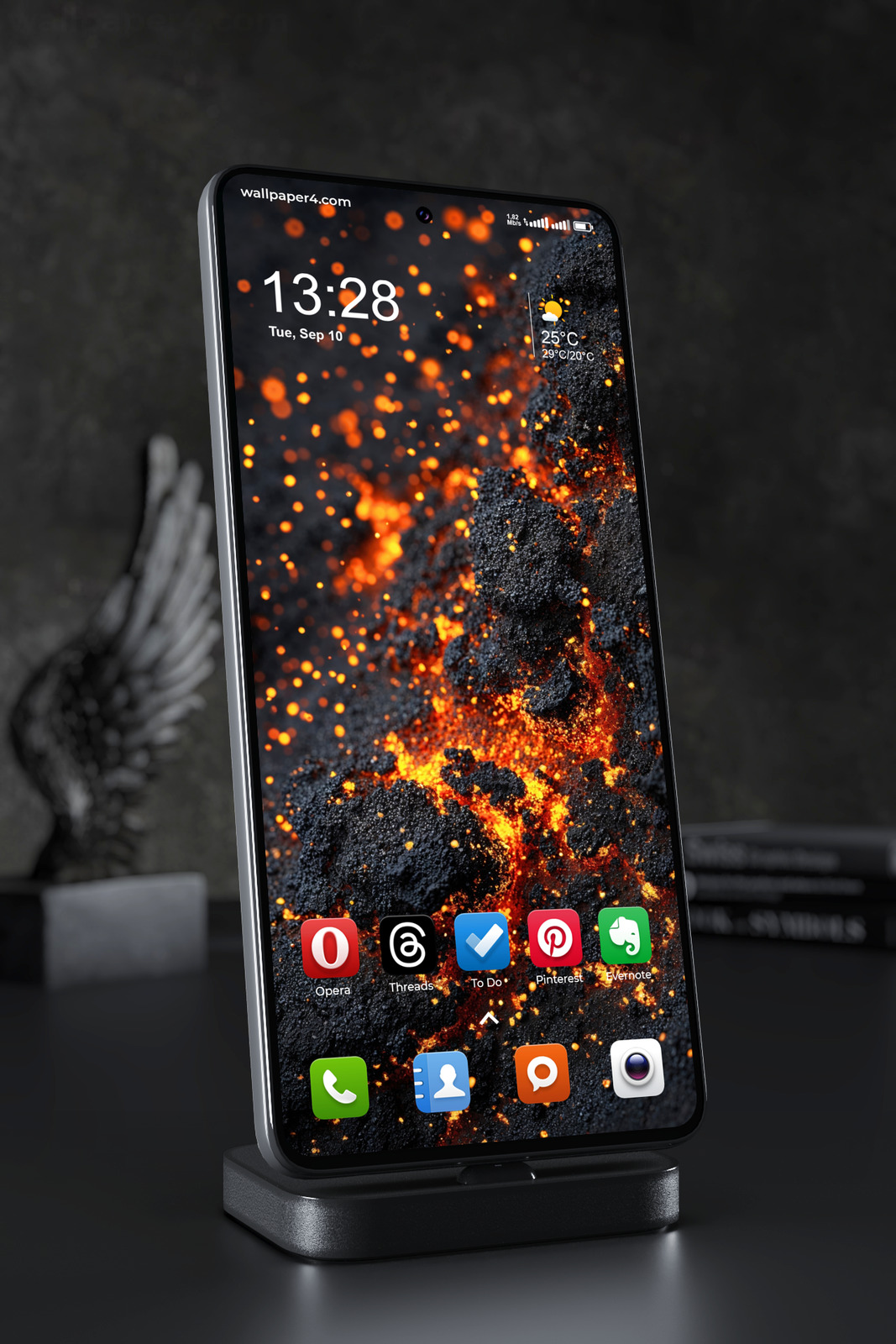 Phone Wallpaper 6223 - Dark Volcanic Lava Ember Abstract Texture
