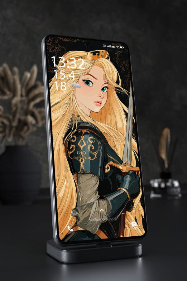 Mobile Wallpaper 6226 - Fantasy Warrior Girl with Golden Hair Art