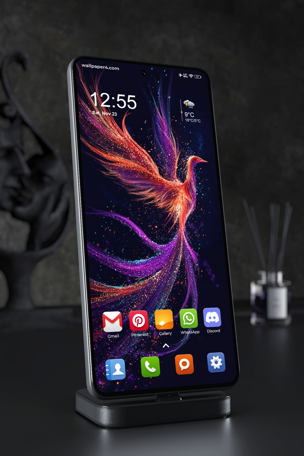 Phone Wallpaper 6240 - Abstract Phoenix Bird Light Art Wallpaper