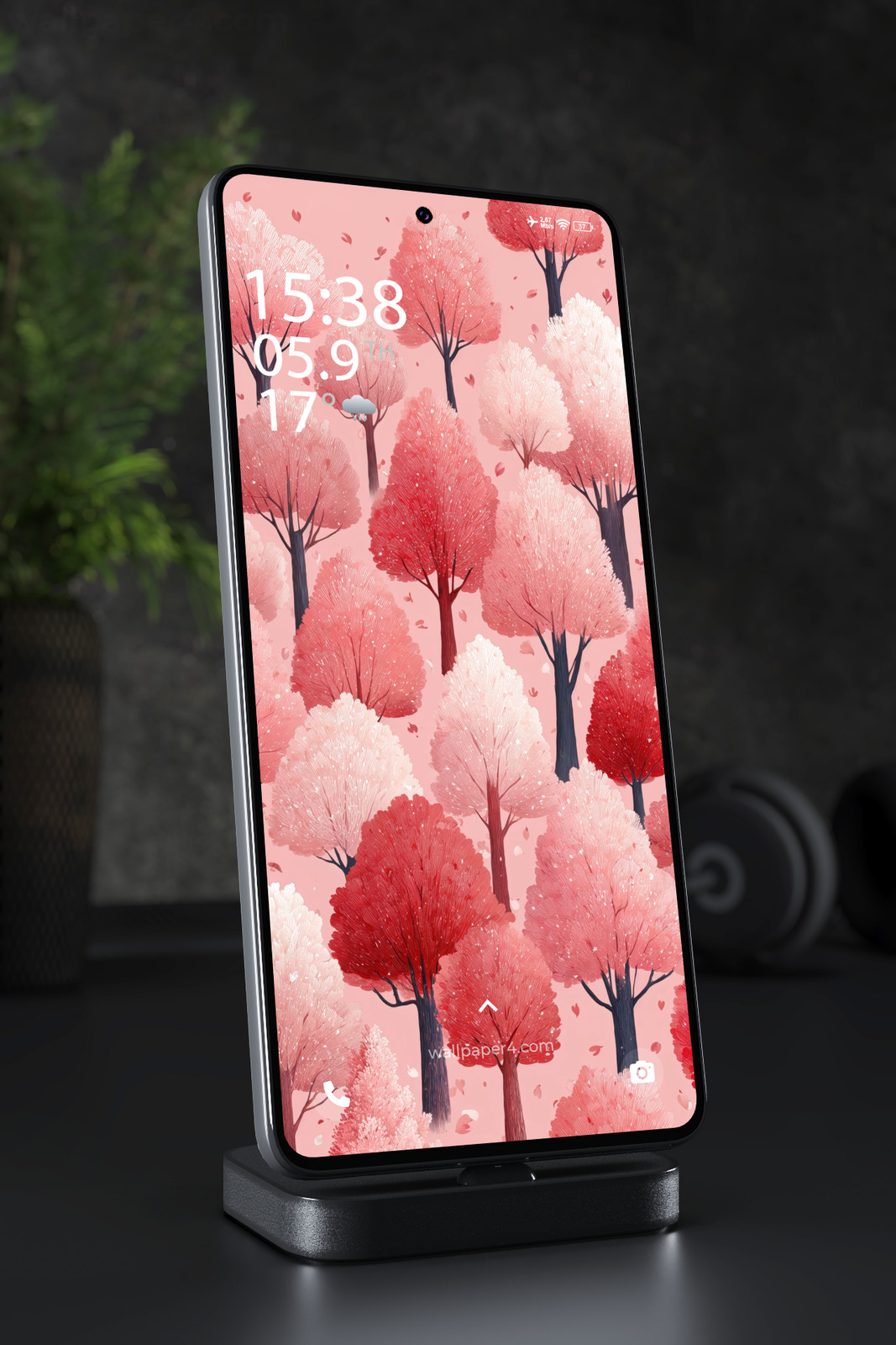 Phone Wallpaper 6247 - Pink Forest Trees Aesthetic Mobile Background